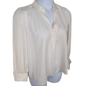 Banana Republic Cream Split Neck Long Sleeve Blouse Carolyn Bessette Old Money